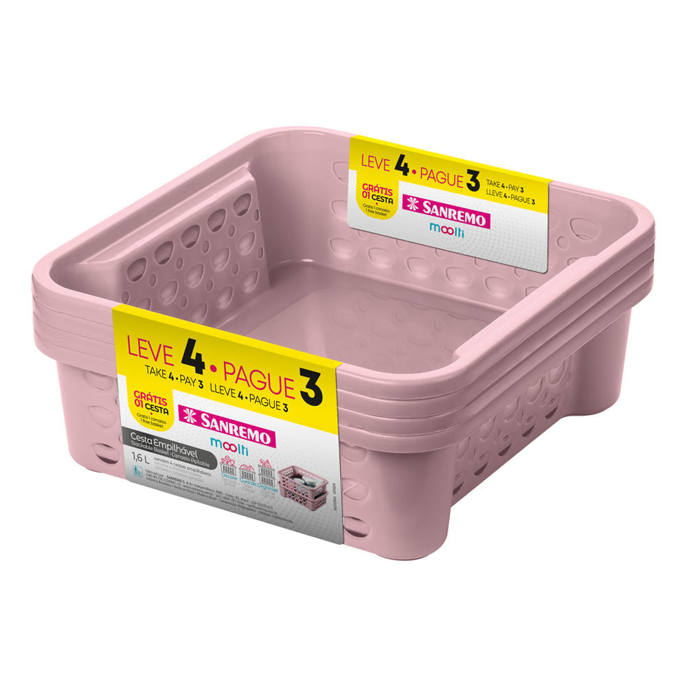 Encontraproduto.com.br - Jogo de Cestas Plásticas Sanremo 1,6L Transaparente