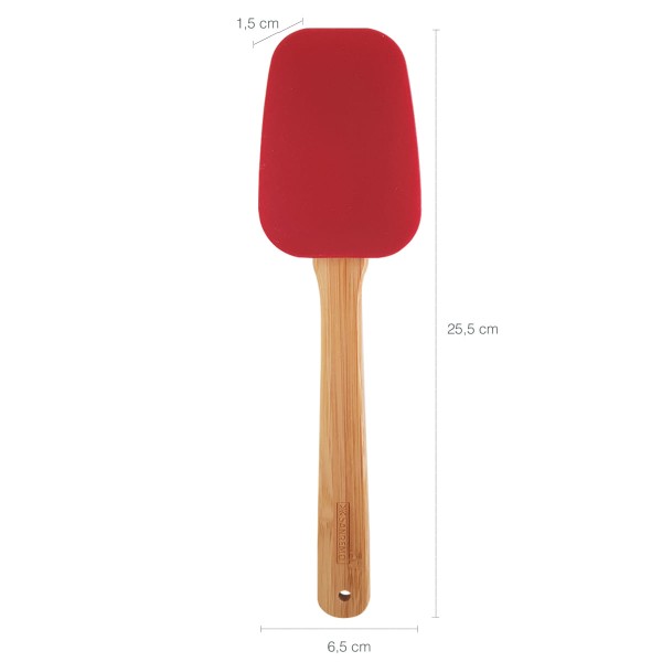 Encontraproduto.com.br - Espátula de Silicone com Cabo de Bambu Vermelha Casar Sanremo