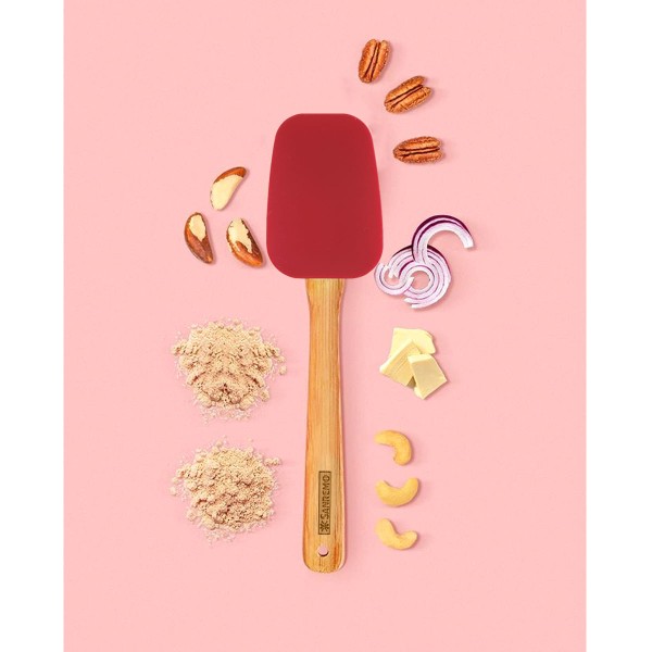 Encontraproduto.com.br - Espátula de Silicone com Cabo de Bambu Vermelha Casar Sanremo
