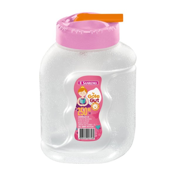 Encontraproduto.com.br - Garrafa Plástica Rosa/Laranja 250ml Gole Gut Sanremo