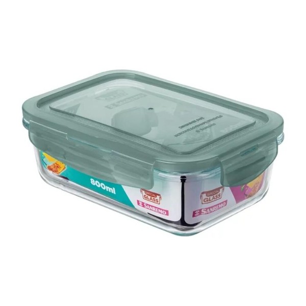 Encontraproduto.com.br - Pote Vidro Retangular Azul 800ml Special Glass Sanremo