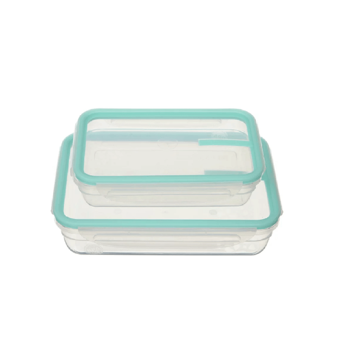 Encontraproduto.com.br - Kit 2 Potes Plásticos com Travas Hermético Verde Sanremo