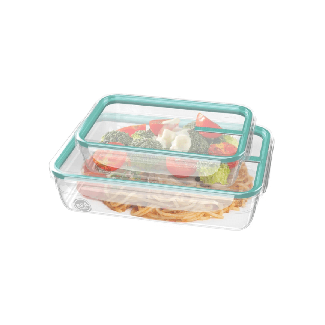Encontraproduto.com.br - Kit 2 Potes Plásticos com Travas Hermético Verde Sanremo