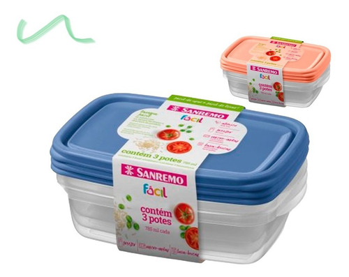Encontraproduto.com.br - Conjunto de Potes Retangular 280ml 4 unidades - Sanremo