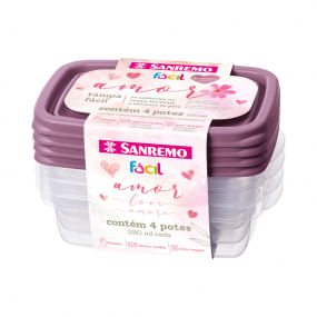 Encontraproduto.com.br - Conjunto de Potes Retangular 280ml 4 unidades - Sanremo
