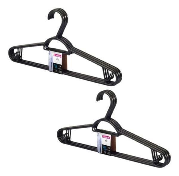Cabide Plástico Adulto Preto 38cm Easy Sanremo 10 Unidades