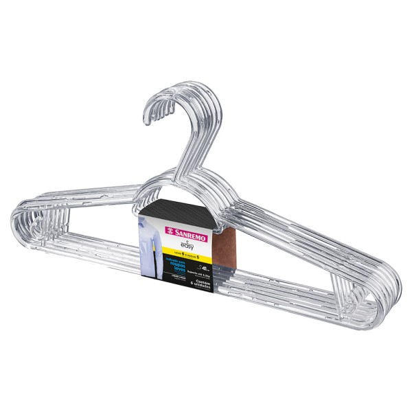Encontraproduto.com.br - Cabide Plástico Multifuncional Transparente 41cm Sanremo 6 Un