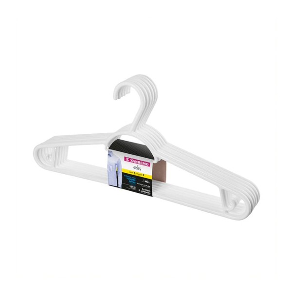 Encontraproduto.com.br - Cabide Plástico Adulto Pendura Mais Branco 40cm Easy Sanremo Leve 6 Pague 5