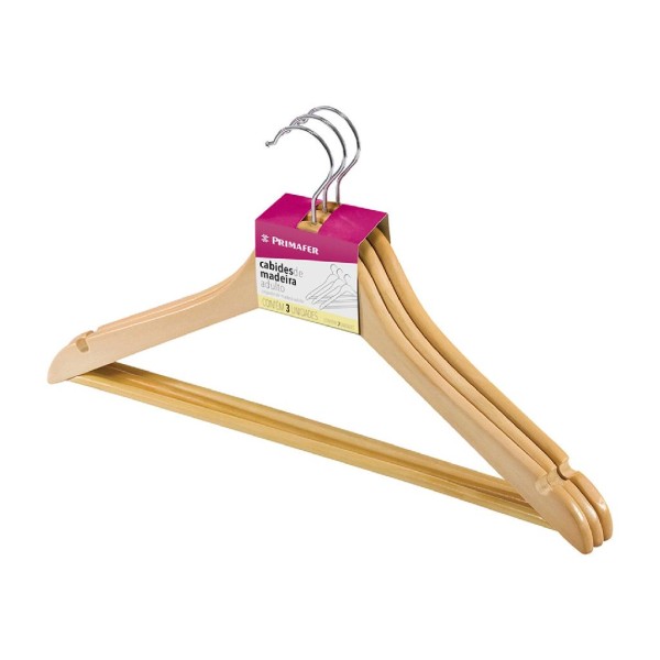 Encontraproduto.com.br - Cabide de Madeira Adulto Natural 45cm Sanremo 3 Unidades
