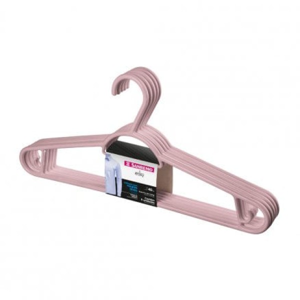 Cabide Plástico Adulto 40cm Rosa Easy Sanremo 5 Unidades