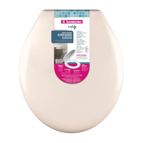 Encontraproduto.com.br - Assento Sanitário Almofadado Clássico Bege Sanremo