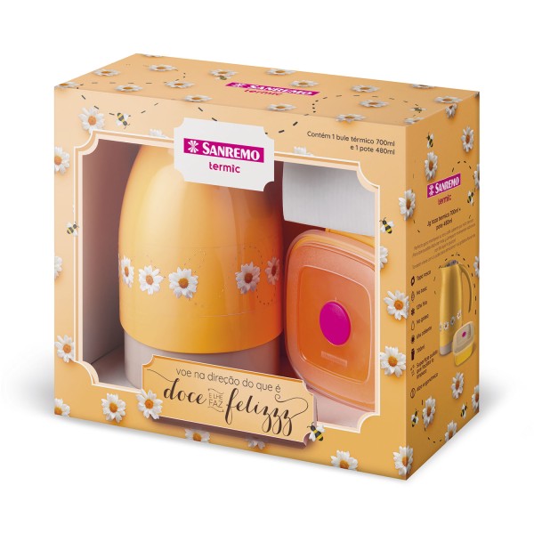 Encontraproduto.com.br - Kit Bule Térmico Plástico 700ml e Suporte para Filtro 102 Termic Sanremo