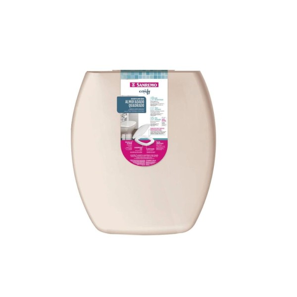 Encontraproduto.com.br - Assento Sanitário Almofadado Quadrado Bege Plastic Sanremo