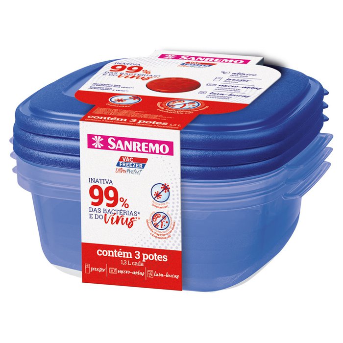 Encontraproduto.com.br - Conjunto de potes de plástico ultraprotect com 03 unidades - sanremo