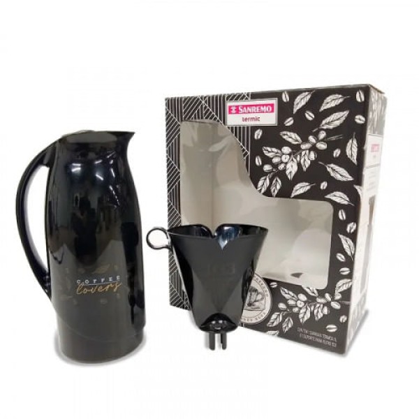 Encontraproduto.com.br - Conjunto de Garrafa 1 L + Suporte Filtro Café Tam 103 Coffee Lovers Sanremo