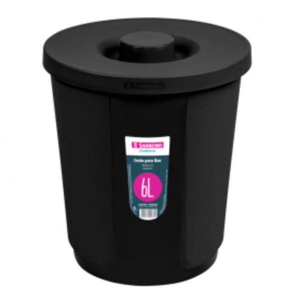 Encontraproduto.com.br - LIXEIRA TAMPA REDONDA PRETA 6L SR2206-20 SANREMO