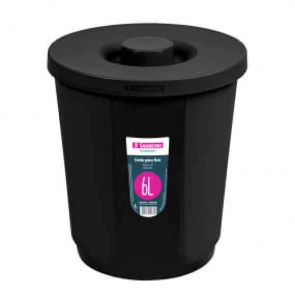 Encontraproduto.com.br - LIXEIRA TAMPA REDONDA PRETA 6L SR2206-20 SANREMO