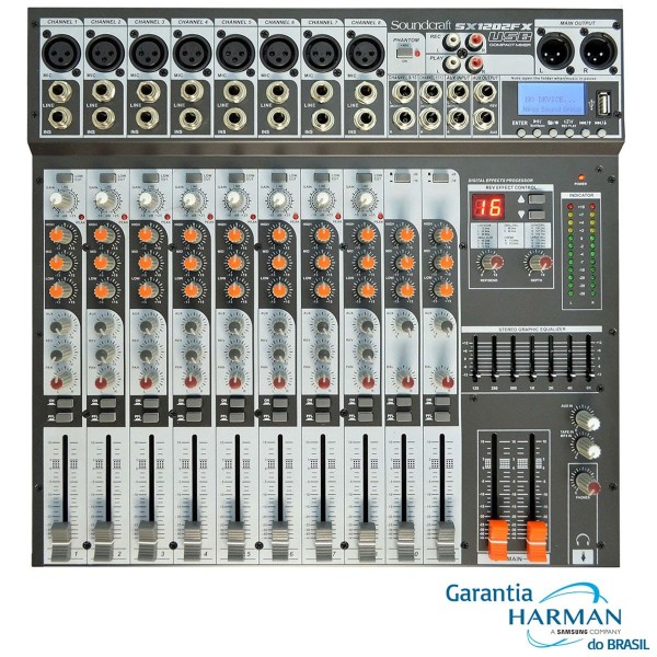 Encontraproduto.com.br - Mesa de Som 12 Canais USB SX-1202 FX USB - Soundcraft