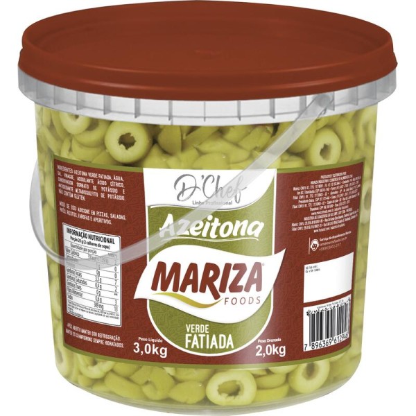 Encontraproduto.com.br - Azeitona Verde Mariza Fatiada Balde com 2kg