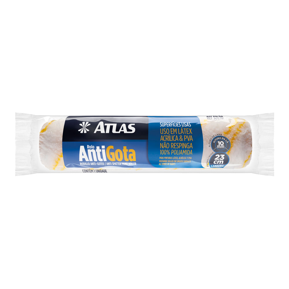 Encontraproduto.com.br - Rolo de Pintura Atlas lã Anti-gota 321/10 23cm