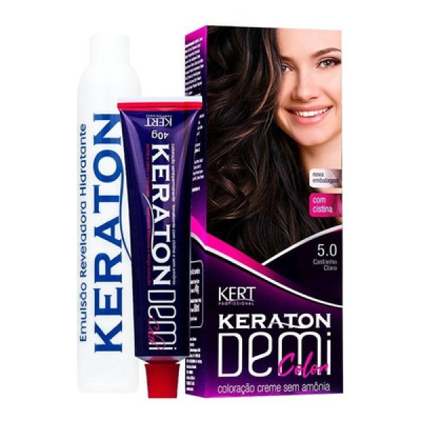 Kit Tonalizante Kert Keraton Demi Castanho Claro 5.0