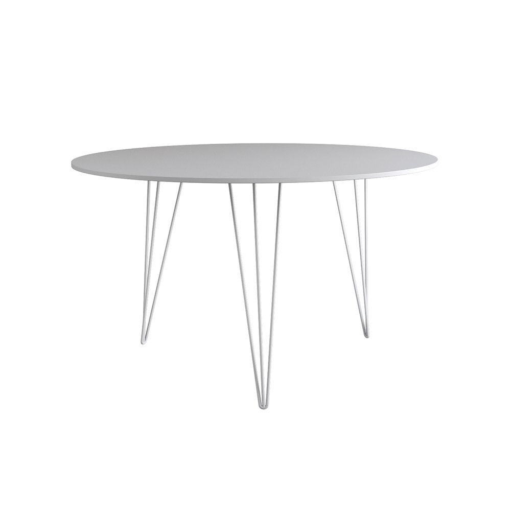 Encontraproduto.com.br - Mesa De Jantar Redonda 90Cm Branca Clips 3 Pés Com 4 Cadeiras Eames Eiffel Pretas Ferro Branco