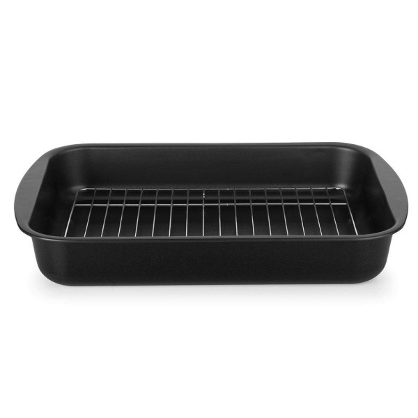 Encontraproduto.com.br - Assadeira Funda Multiflon Com Grelha 40cm Preto