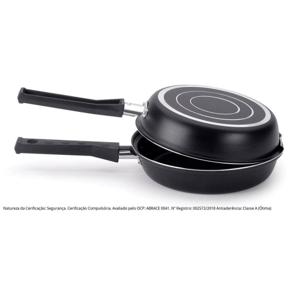 Encontraproduto.com.br - Frigideira Dupla com Antiaderente Ultra em Alumínio Gourmet Multiflon 18cm