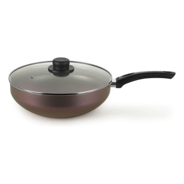 Panela Wok Antiaderente 28cm Ultra Alumínio com Cabo Vermelha Páprika Multiflon