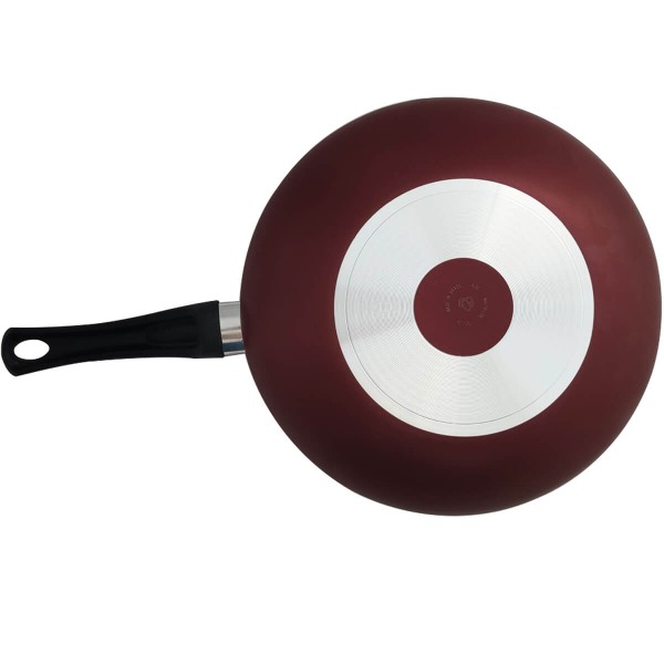 Encontraproduto.com.br - Panela Wok Antiaderente Ultra em Alumínio com Cabo e Tampa de Vidro Vermelha Páprika Multiflon 28cm