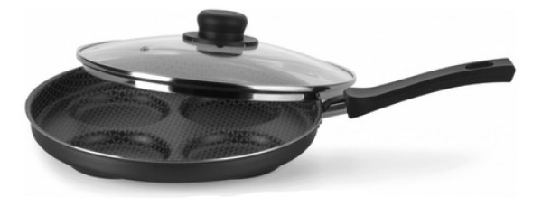 Frigideira para 4 Ovos Antiaderente Ultra em Alumínio com Tampa de Vidro Gourmet Multiflon