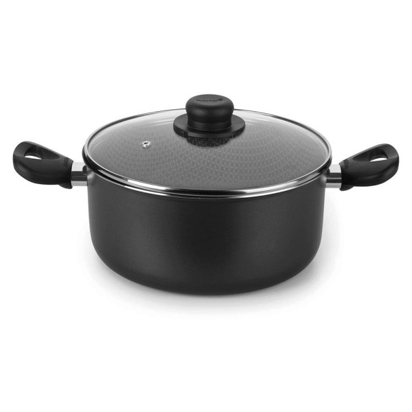 Encontraproduto.com.br - Caçarola Gourmet Multiflon com Tampa de Vidro e Antiaderente de Alumínio - 18cm