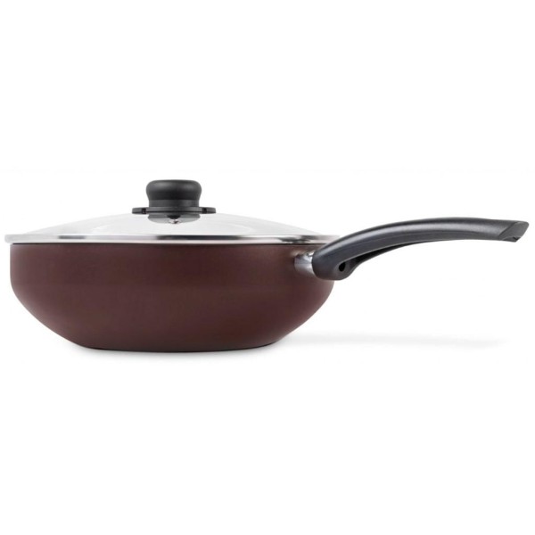 Encontraproduto.com.br - Frigideira Wok Multiflon Terracota Com Revestimento Ultra 7 Marrom Com Tampa 28 Cm Marrom