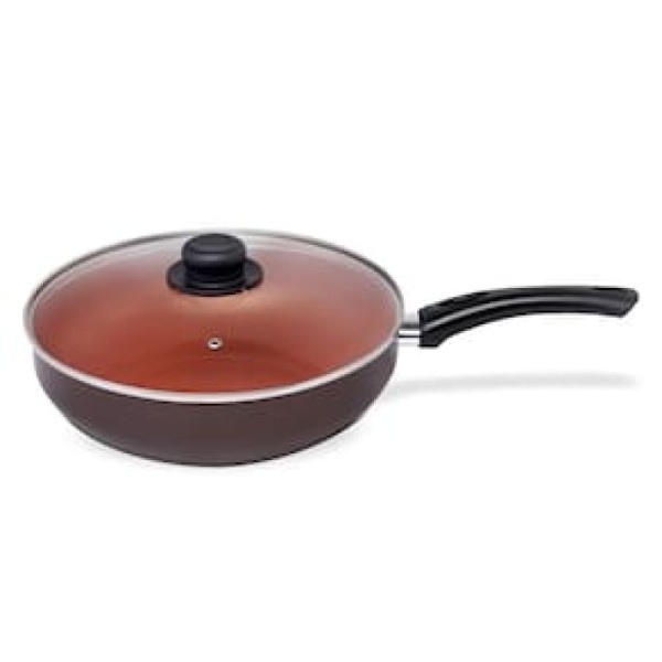 Encontraproduto.com.br - Frigideira Wok Multiflon Terracota Com Revestimento Ultra 7 Marrom Com Tampa 28 Cm Marrom