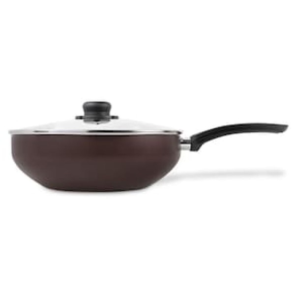 Encontraproduto.com.br - Frigideira Wok Multiflon Terracota Com Revestimento Ultra 7 Marrom Com Tampa 28 Cm Marrom