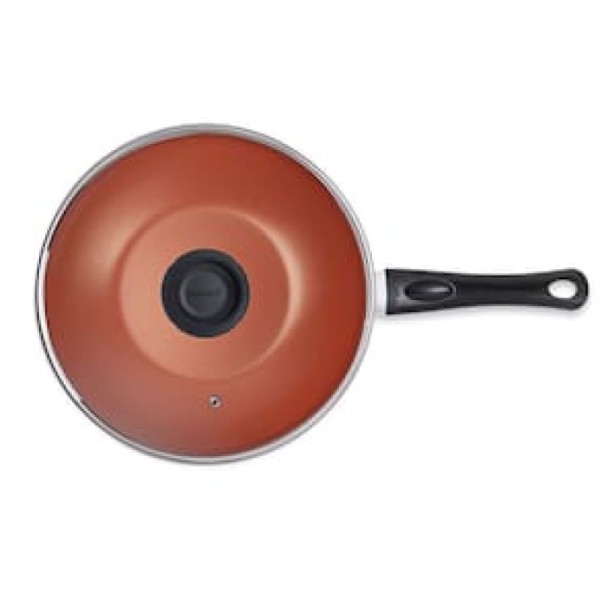 Encontraproduto.com.br - Frigideira Wok Multiflon Terracota Com Revestimento Ultra 7 Marrom Com Tampa 28 Cm Marrom