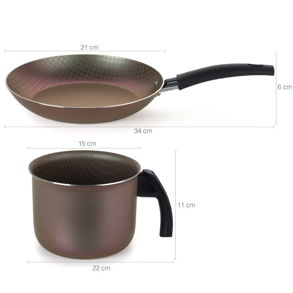 Encontraproduto.com.br - Conjunto De Panelas 5 Peças Caçarolas Panela Frigideira E Fervedor Furta Cor Multiflon