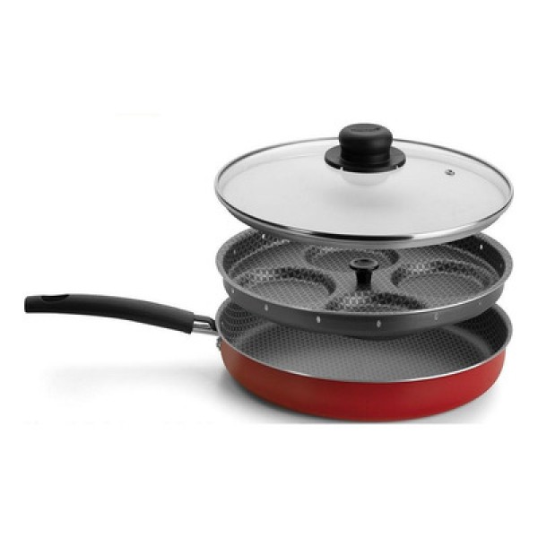 Frigideira para Ovos Poché Multiflon Antiaderente Ultra 7 Vermelha - 27 cm