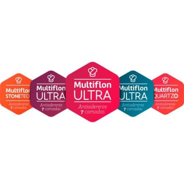 Encontraproduto.com.br - Conjunto de Panelas 5 Peças Multiflon Terracota com Revestimento Antiaderente Ultra7 e Tampas de Vidro - Marrom