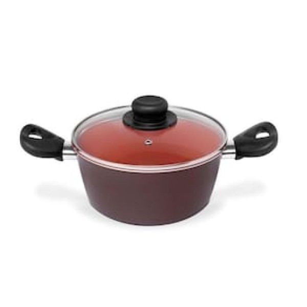 Encontraproduto.com.br - Conjunto de Panelas 5 Peças Multiflon Terracota com Revestimento Antiaderente Ultra7 e Tampas de Vidro - Marrom