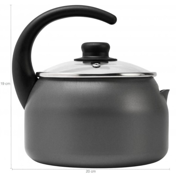 Encontraproduto.com.br - Chaleira Antiaderente Ultra em Alumínio com Tampa de Vidro Gourmet Multiflon 18cm