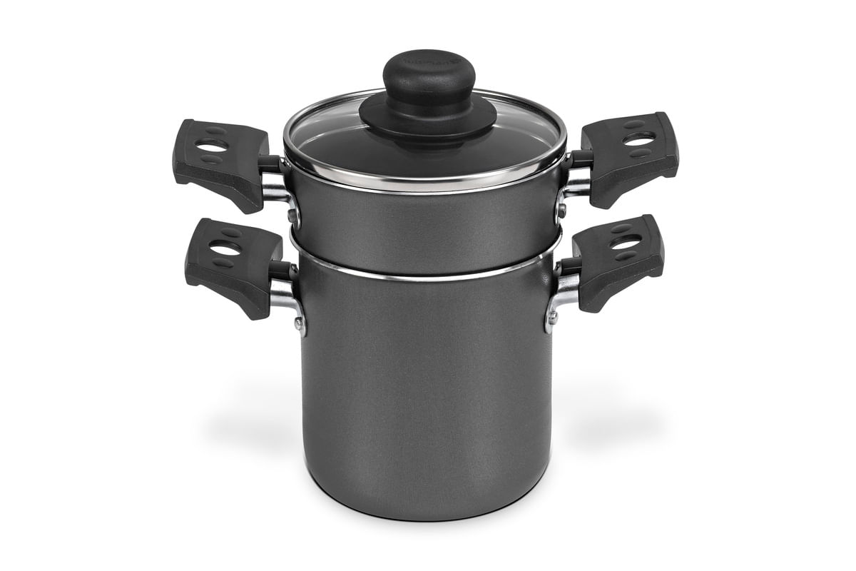 Encontraproduto.com.br - Mini Cuscuzeira Multiflon Antiaderente de Alumínio com Alças
