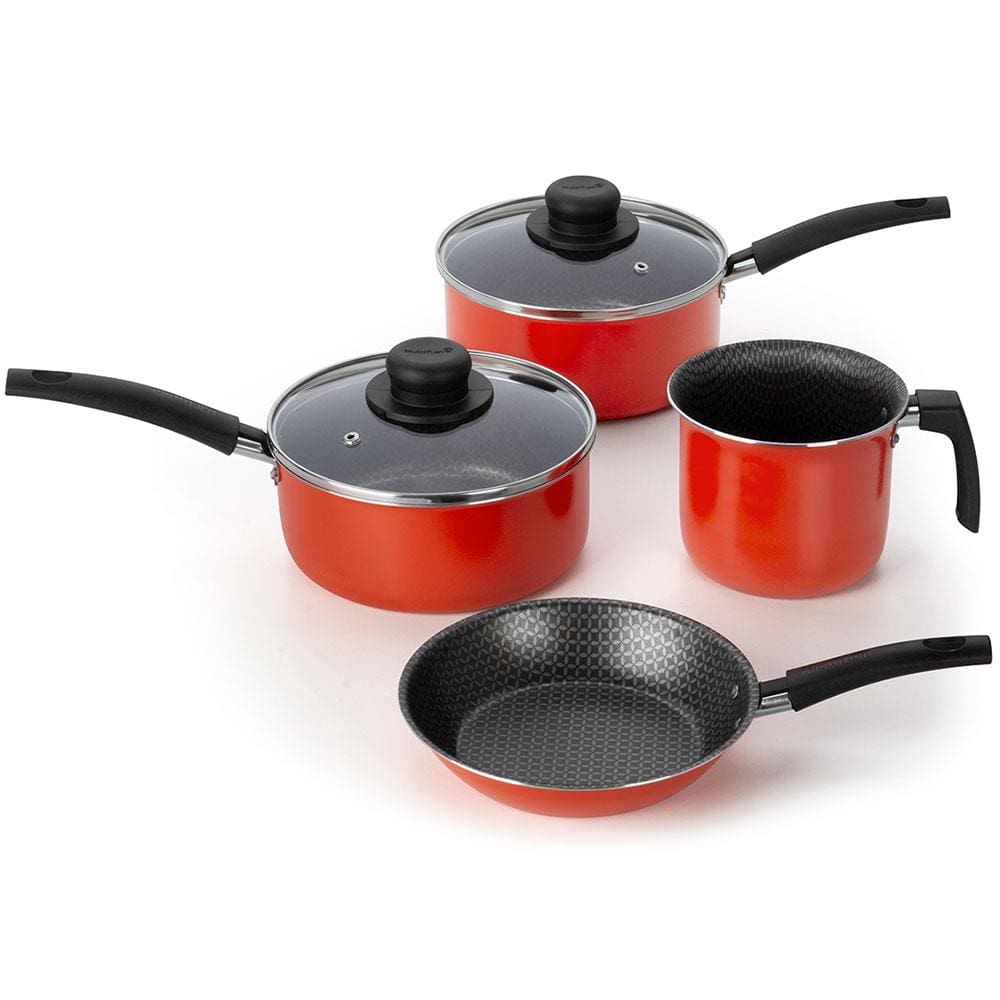 Encontraproduto.com.br - Conjunto de Panelas 4 Peças Multiflon Daily com Revestimento Antiaderente Ultra7 e Tampas com Saída de Vapor - Laranja
