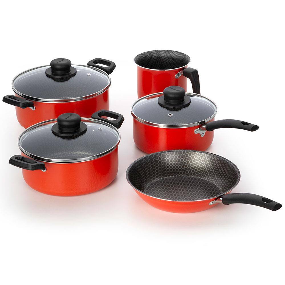 Encontraproduto.com.br - Conjunto de Panelas 5 Peças Multiflon Daily com Revestimento Antiaderente Ultra7 e Tampas com Saída de Vapor - Laranja