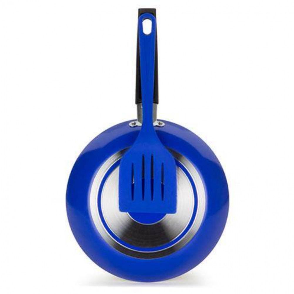 Encontraproduto.com.br - Frigideira Color Pop Multiflon com Espátula Azul - 20cm