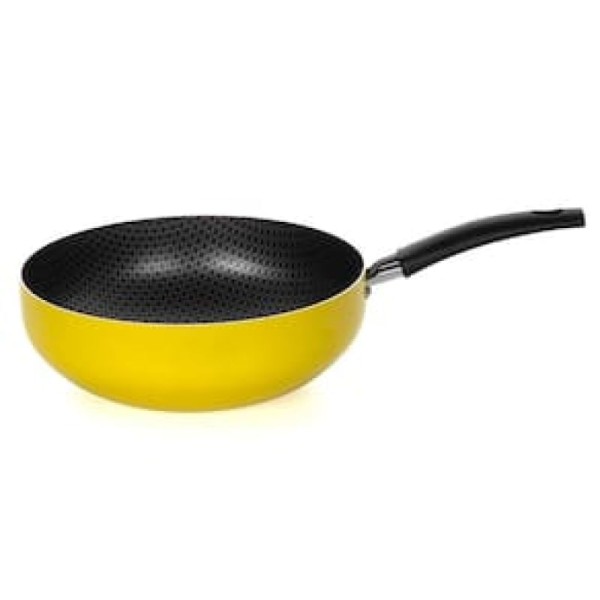 Encontraproduto.com.br - Frigideira Wok Multiflon Cabo E Antiaderente 24cm Amarelo