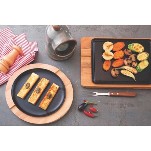 Encontraproduto.com.br - Mix Gril Ferro Fundido com Base Muiracatiara 37,4X25,3cm - Tramontina