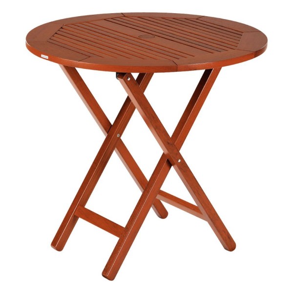 Encontraproduto.com.br - Mesa de Madeira Tramontina Redonda 80 cm Dobrável em Jatobá com Eco Blindage 4 Lugares