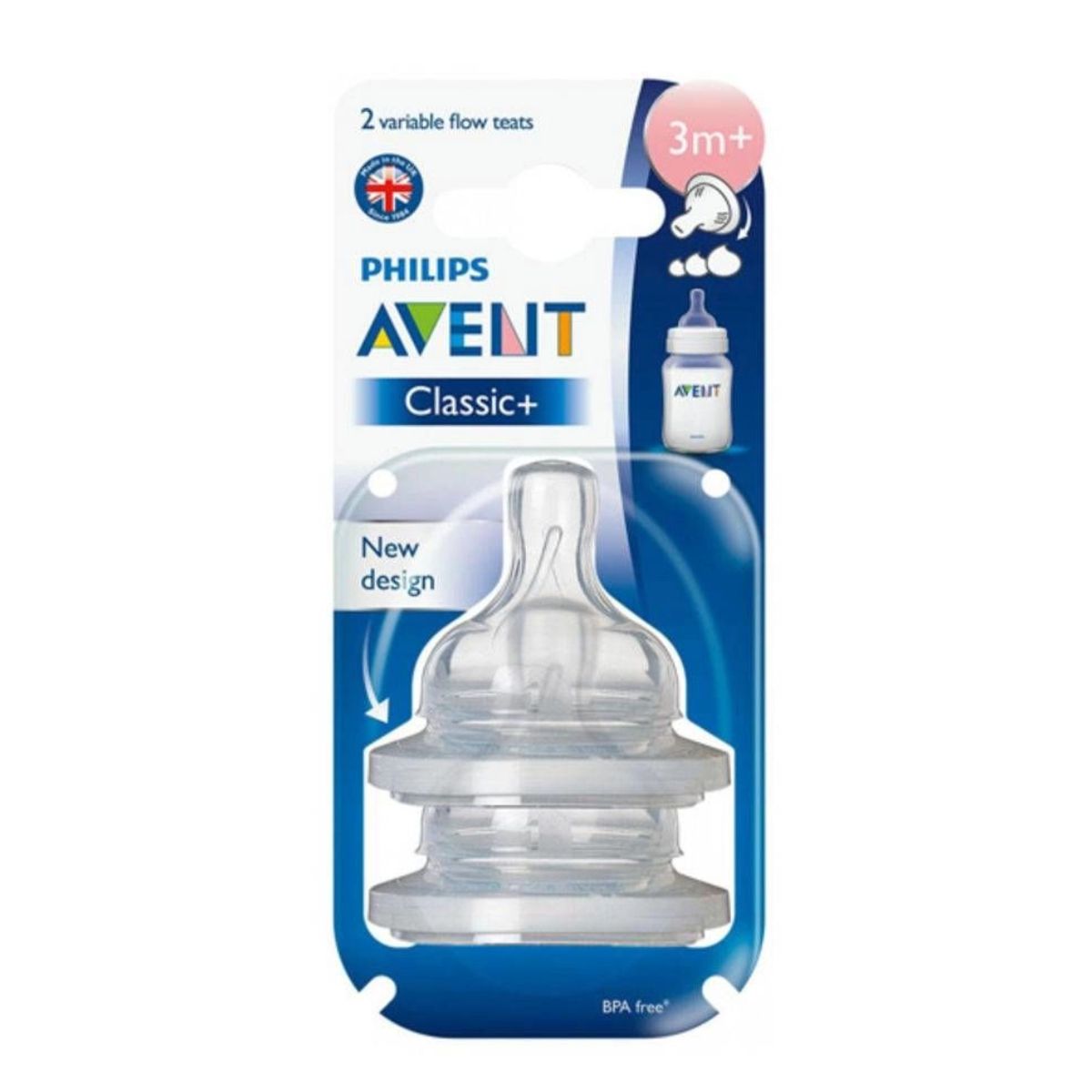 Encontraproduto.com.br - Bico para Mamadeira Classic  3m  com 2 Unid Fluxo Variável SCF635/27 Avent Philips