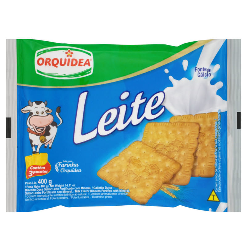 Encontraproduto.com.br - Biscoito Leite Orquídea Pacote 400g com 3 unidades
